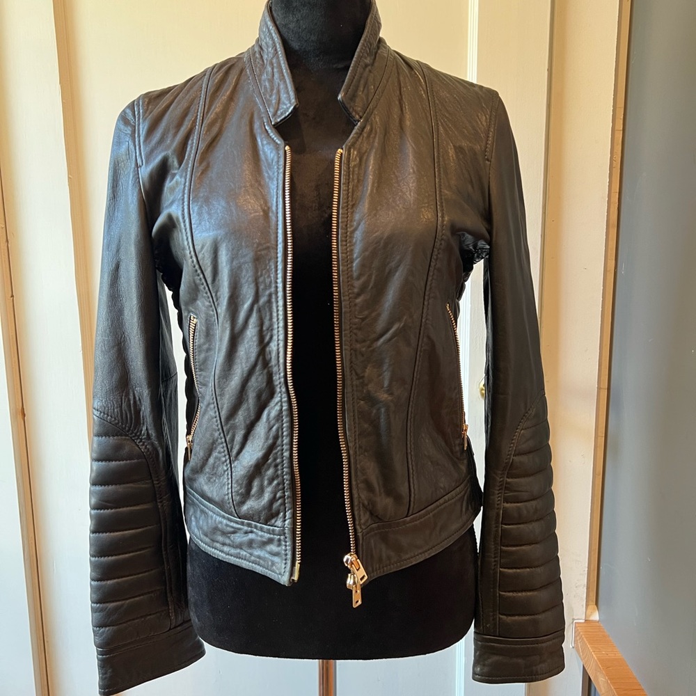 Jcrew collection leather jacket